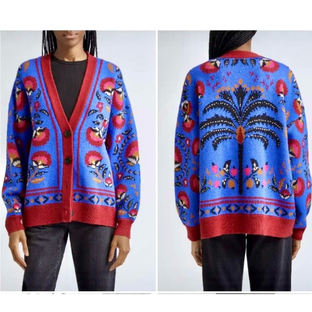 FARM Rio Blue and Red Tropical Cardigan